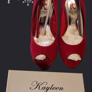 NIB! Kayleen~Red Swade & Leopard Print Heels Sz. 8.5